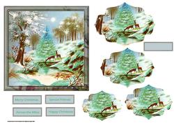 Reindeer Water Hole Card with Shaped Layers