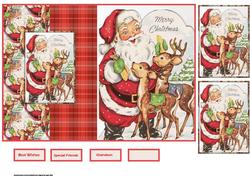 Christmas Santa and Reindeer Fold Back Card