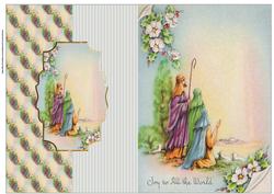 While Shepherds Watch Vintage Christmas Fold Back Card