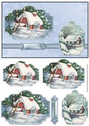 Christmas Vintage House in the Snow Card