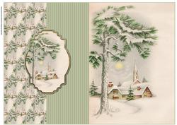 Christmas Vintage Church Scene Fold Back Card