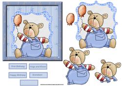 Balloon Teddy Bear Card and Topper