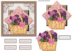 Basket of Flowers Card with Decoupage