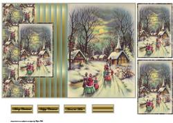 Midnight Christmas Service Fold Back Card with Toppers
