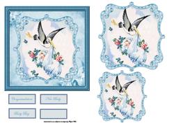 New Baby Boy with Stork Card and Topper