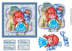 Alice Victorian Girl Card with Decoupage