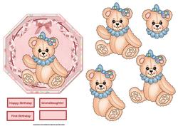 Daisy Bear Octagon Card with Decoupage