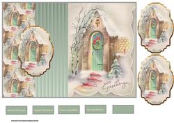 Garland Wreath on the Door Fold Back Card
