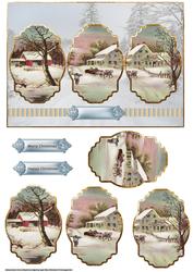 Working Farm at Christmas Panel Card with Toppers