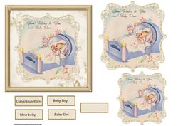 Baby Girl or Baby Boy Card Front with Toppers