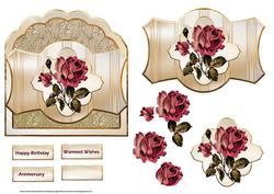 Ruby Rose Card with a Topper and Decoupage