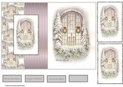 Vintage Christmas Window Fold Back Card