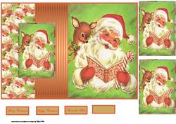 Santa and His Reindeer Fold Back Card with Toppers