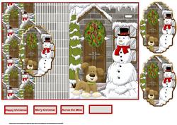 Snowman and Dog Fold Back Card with Toppers