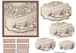 Silent Hamlet at Christmas Card with Pyramid Layers