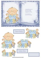 Baby Boy Book Card Front with Decoupage