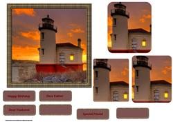 Lighthouse in Sunset Card Front with Pyramid Layers