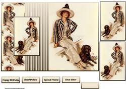 Lady with Her Dog Fold Back Card and Toppers