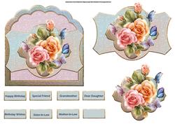 Rosy Glow Card Front with Decoupage