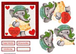 Elephant Valentine Card and Decoupage