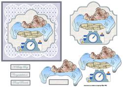 Baby Boy Weigh in on Scales Card and Decoupage