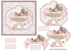 Baby Girl Weigh in with Scales Card