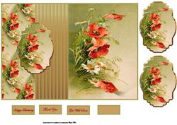 Poppy and Daisy Fold Back Card with Toppers