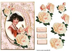 Lady of the Rose Card Front with Decoupage