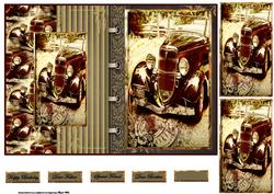 Vintage Car Fold Back Card with Toppers