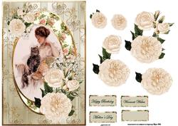 Lady with a Fluffy Friend Cat and Decoupage