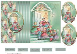 Carol Singers Fold Back Card with Toppers