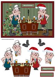 Christmas at the Pub Card with Decoupage