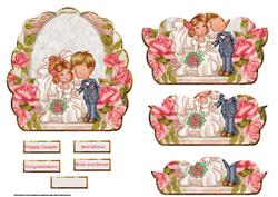 Bride and Groom Card Front with Bottom Scallop Stackers