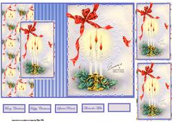 Holly and Christmas Candle Fold Back Card