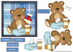 Poorly Teddy Bear Card with Decoupage
