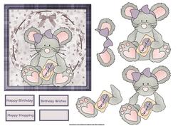 Mouse About Town Card with Decoupage