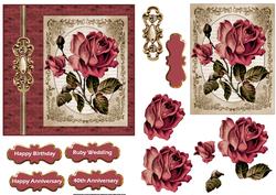 Anniversary Vintage Rose Card with a Topper