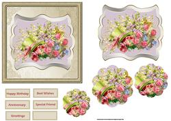Vintage Flowers Card Front with a Topper