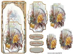 Yellow Rose Dl Card with Shaped Stackers for Depth