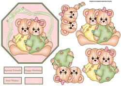 Teddy Bear Friends Card with Decoupage