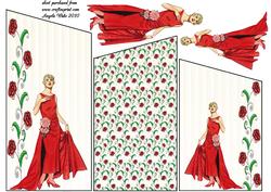 Lady in Red and Roses