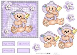Daisy Bear Card with Decoupage