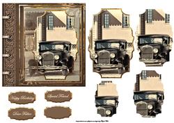 Vintage Car with Shaped Layers for Depth