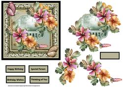 Floral Fantasy Reflections Card Front and Decoupage