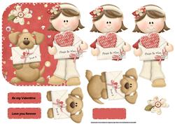 Girl and Puppy Valentine Over the Edge Card