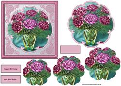 Vase of Purple Flowers Card with Petal Stackers