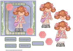 Party Blower Girl Card with Decoupage