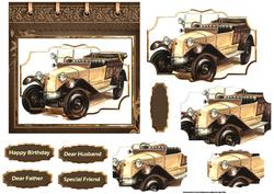 Open Top Vintage Car Card with Layers