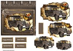Viintage Delivery Van Card with Shaped Layer