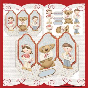 Dog Valentine Tri Fold Card Mini Kit